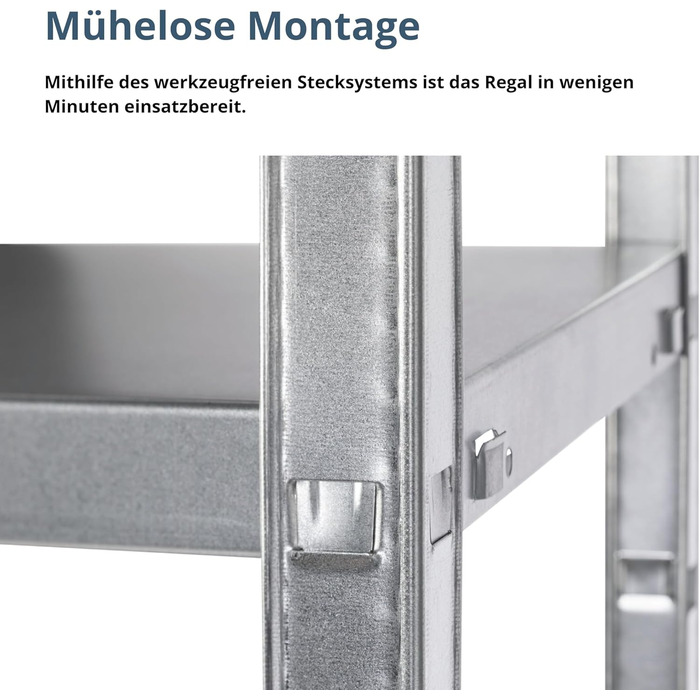 Система стелажів SCHULTE з 4 полицями PowerMAX, вантажопідйомність 65 кг, 180x60x40 см (ВxШxГ), оцинкована (полиця для зберігання, полиця для майстерні, полиця для підвалу, полиця для гаража, металева полиця)