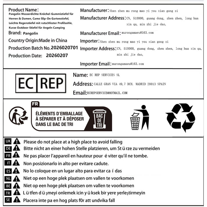 Водонепроникні гумові чоботи Pangolin для чоловіків та жінок, камуфляжні садові чоботи без шнурівки, легкі дощовики з нековзною підошвою, короткі черевики для риболовлі, кемпінгу, зелені, EU 43