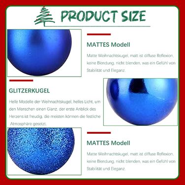 Набір блакитних ялинкових кульок 24 шт GESDYO