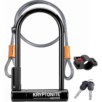 Стандартний U-подібний замок Kryptonite Keeper - клас безпеки 5/10, міцний протиугінний велосипедний замок з петлевим кабелем 120 см, кронштейном для перенесення та 2 ключами - 10,2 см x 20,3 см KEEPER 12 STD з гнучким шнуром 4&39