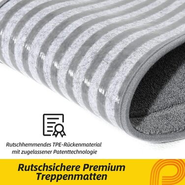 Сходинки для внутрішніх сходів JSEI, нековзні, 15 шт. , 20,3 x 76,2 см, можна прати в пральній машині, самоклейний килимок для сходів для дітей, людей похилого віку та домашніх тварин, основа 100 поліестер TPE, світло-сірий, 20,3 x 76,2 см
