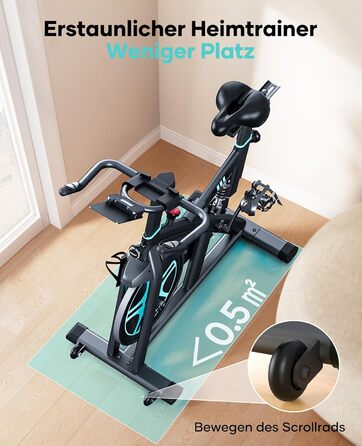 Оновлення 2026 р. Велотренажер із застосунком та пульсометром, ергометр із системою амортизації, надзвичайно тихий &lt20 дБ, регульований магнітний опір, маховик 15 кг, домашній тренажер до 160 кг, небесно-блакитний