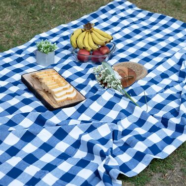 Скатертина 140х240 - Міцна бавовняна скатертина - Високоякісна скатертина синя в клітинку - Скатертина - Скатертина з тканини, що