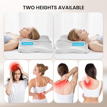 Подушка для шиї - ортопедична подушка з піни з ефектом пам&39яті для підтримки шиї від болю в шиї, ергономічна подушка-метелик для сну на боці, спині та животі, світло-сірий - білий