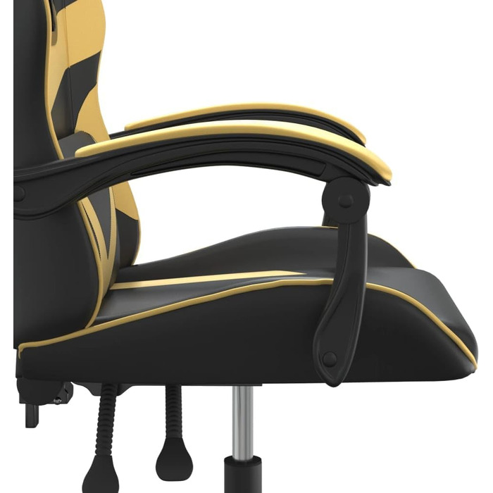 Ігрове крісло Чорно-золотистого кольору зі штучної шкіри, регульована висота 57,5 x 59,5 см, функція відкидання, коліщатка на 360, ергономічне комп&39ютерне крісло для домашнього офісу та ігор, 57,5 x 59,5 x (121-131) см (Ш x Г x В), золотистого кольору