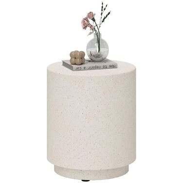 Круглий приставний столик/тумбочка HOMCOM з бетонним виглядом, журнальний столик з підставками для ніг, столик для вітальні, столик-диван, журнальний столик для вітальні/спальні, Ø37 x 43 см, кремово-білий