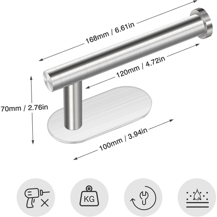 Тримач для туалетних рулонів Aikzik без свердління, самоклеючий тримач для туалетних рулонів з нержавіючої сталі круглий тримач дл