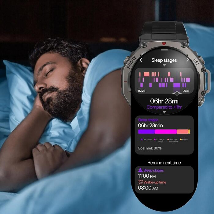 Розумний годинник Sekoda GPS дводіапазонний GPS та 6 супутників, понад 170 точок даних про фітнес та здоров&39я, пульс та SpO, 15-денний час роботи від батареї, Bluetooth 5.3, водонепроникний