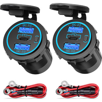 Вт) 12 В USB C розетка установка PD3.0 тип C USB розетка Водонепроникний 12 вольт автомобільна розетка прикурювач адаптер з 3 з'єд