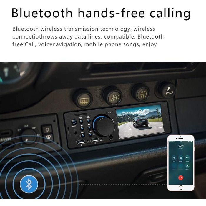 Автомобільна стереосистема CAMECHO Bluetooth 4-дюймовий сенсорний екран Одинарний DIN FM-радіоприймач Автомобільна радіостанція з двома портами карти USB AUX-in SD TF камера заднього виду пульт дистанційного керування