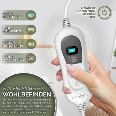 Підогріта підковдра 150x80 см з автоматичним вимиканням Підогріта ковдра з 3 температурними режимами Підігрітий килимок для ліжка М&39яка флісова підогріта ковдра, однотонна, 150 x 80 см