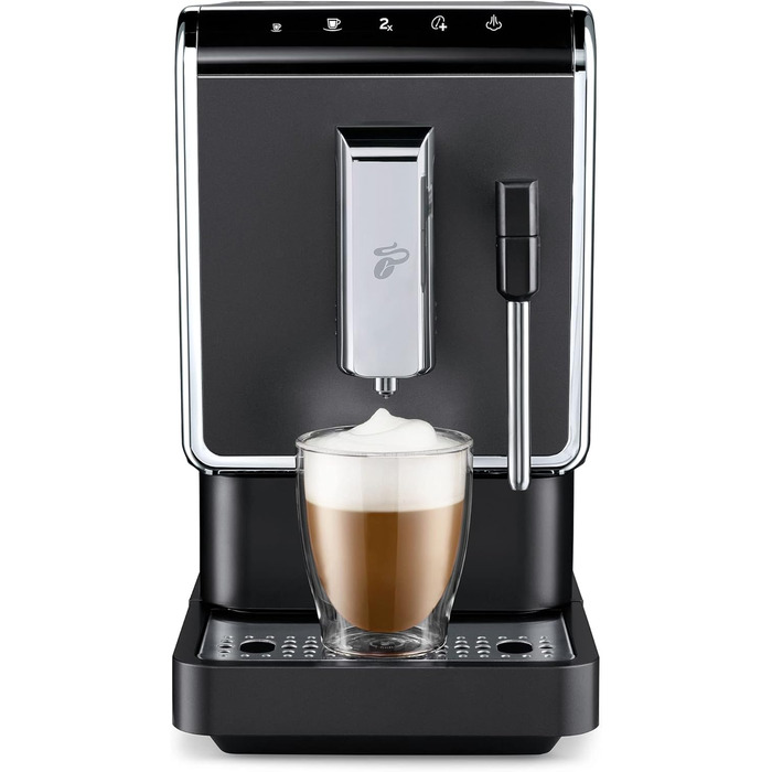 Повністю автоматична кавоварка Tchibo Esperto Latte з функцією спінювання молока для кавової пінки, еспресо та молочних делікатесів, антрацит