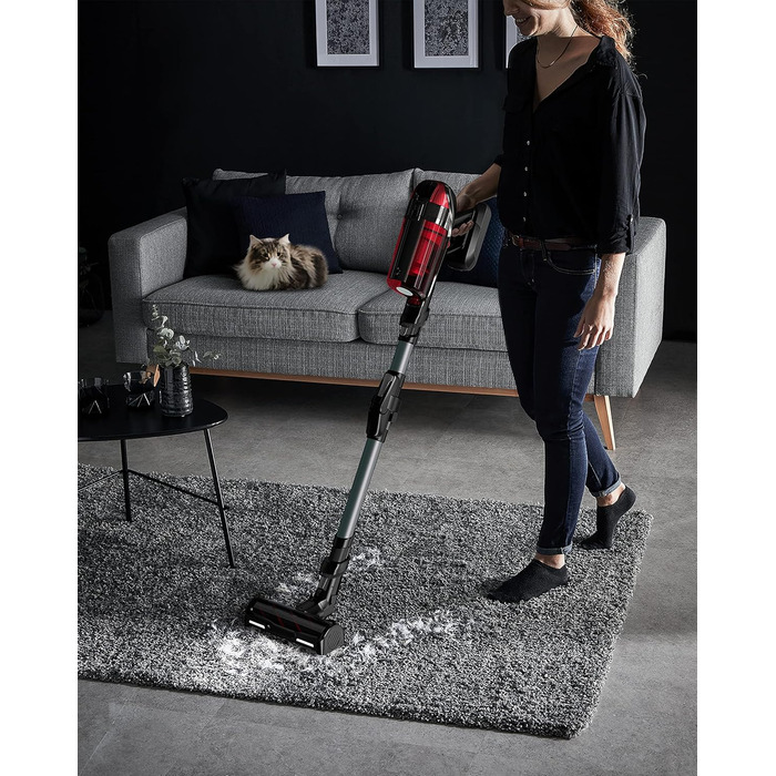 Акумуляторний пилосос з аксесуарами для шерсті домашніх тварин, гнучке з'єднання, до 150 Вт і 45 хв роботи від акумулятора, RH98A8