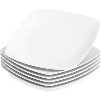 Серія Julia, Набір тарілок на 6 персон Сучасна, Біла порцелянова обідня тарілка з 6 предметів, Маленька обідня тарілка 24,8 см Обі