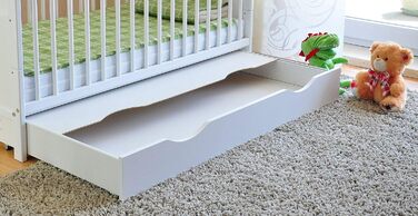 Дитяче ліжечко Marsell з висувною шухлядою з кришкою Дитяче ліжечко Ліжечко з матрацом з піни алое вера Зубчасті рейки, що регулюю