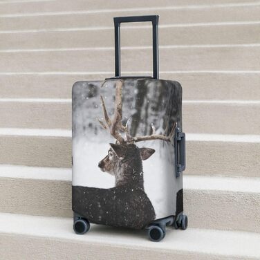Чохол для валізи Засніжений Олень, еластичний захист від подряпин та пилу, чорний, розмір 90