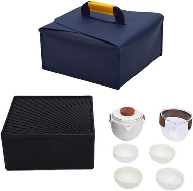 Набір для чаювання Кунг-Фу, портативний керамічний чайник з 4 міні-чашками, ідеальний для кемпінгу та подорожей