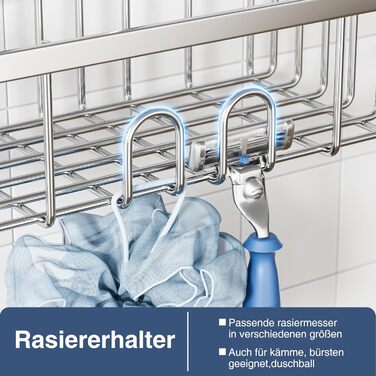 Полиця для душу навісна, кошик для душу без свердління, тримач для душу, органайзер у ванну кімнату для шампуню, нержавіюча сталь SS304, 30x13x8,5 см