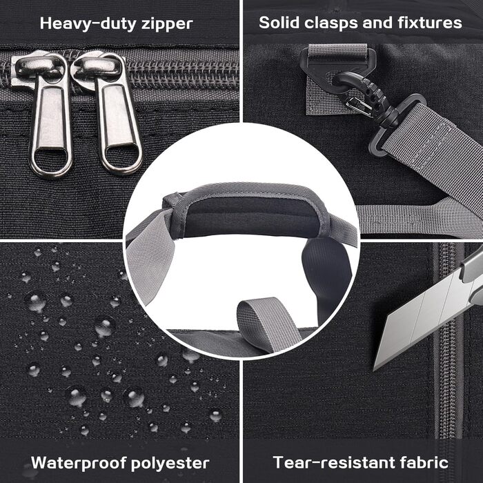 Складана дорожня сумка Upeelife, велика дорожня сумка для жінок та чоловіків, спортивна сумка, водонепроникна, сумка на вихідні з відділенням для взуття та вологою кишенею, темно-чорна, 125 л, сучасна