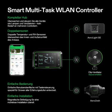 Розумна система наметів для вирощування VIVOSUN GIY 90 x 90 см, комплект наметів для вирощування з інтегрованим Wi-Fi, автоматичною вентиляцією та циркуляцією, світлодіодним освітленням повного спектру 200 Вт і контролером GrowHub E42A