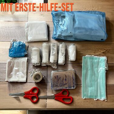 Автомобільна аптечка, включаючи аптечку автомобільну 2024 (червоний), 2024 tv geprft, inklusive Warndreieck und Warnwesten Auto -