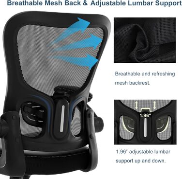 Ергономічне офісне крісло з поперековою опорою, регульоване комп&39ютерне крісло зі штучної шкіри, крісло керівника зі складними підлокітниками, дихаюча сітчаста спинка, обертове крісло для домашнього офісу