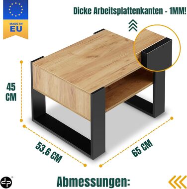 Журнальний столик для дивана Невеликий журнальний столик з чорного дуба з місцем для зберігання Сучасний журнальний столик Журнальний столик Невеликий столик Журнальний столик шириною 65 см Міцний журнальний столик з чорного дуба