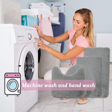 Комплект килимків для ванної, 4 предмети, килимок для ванної, що прається, нековзний килимок для ванної, килимок для туалету, м&39який, абсорбуючі килимки для ванної та туалету, килимок для душу, світло-сірий, 4 шт. и в упаковці
