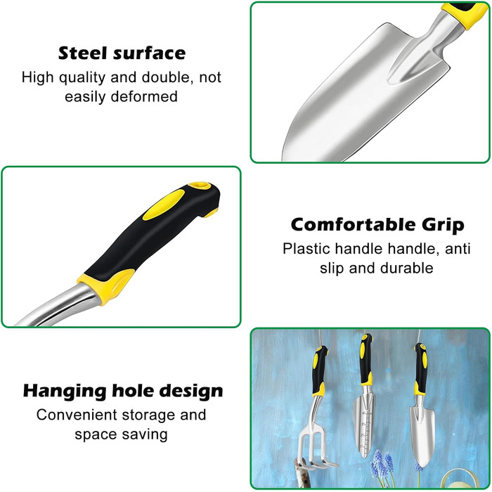 Набір садових інструментів 5 в 1 з нержавіючої сталі ручний совок, секатор, граблі, садові рукавички та аксесуари