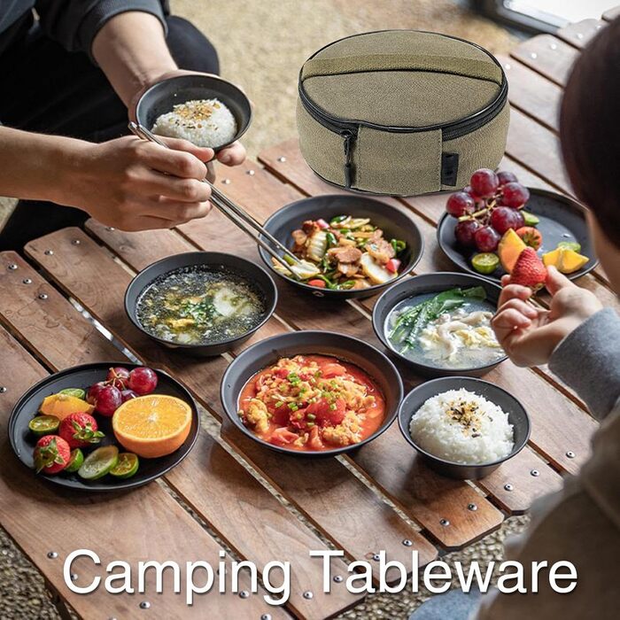 Набір посуду для кемпінгу лоток для столових приборів з нержавіючої сталі, багаторазова полотняна коробка для столових приборів Обладнання для обідів на свіжому повітрі для сім&39ї, друзів, пар, пікніків, походів, подорожей, пригод