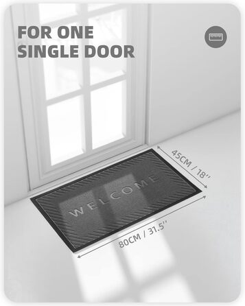 Килимок для вхідних дверей Color G, брудозатримуючий килимок для вхідних дверей, нековзний килимок для входу на вулиці, килимок для входу, для зовнішнього та внутрішнього використання (45 x 80 см, чорно-сірий) Чорно-сірий 45 x 80 см (прямокутний)
