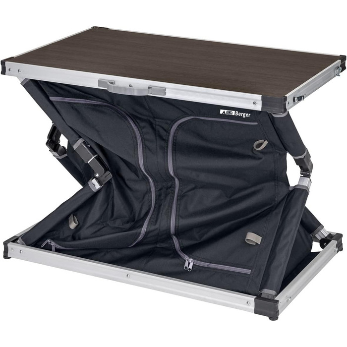 Кухня для кемпінгу BERGER Tampere M Складана шафа для кемпінгу з відділеннями для зберігання та сумкою для перенесення Кухня для кемпінгу на свіжому повітрі, Складана кухонна шафа для кемпінгу з алюмінієвою рамою, Кухонна шафа для кемпінгу (M)