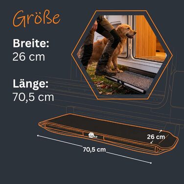 Килимок для сходів GEAR Mantua для автофургонів та караванів Килимок для електричних сходів 70,5 x 26 см Захисний килимок Нековзний та миється Не потребує свердління