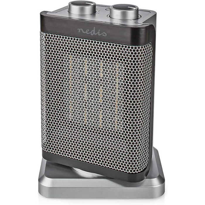 Керамічний PTC вентилятор-обігрівач - 1000/1500 Вт - 2 режими нагріву - Регульований термостат - Функція коливання - Захист від перегріву та перекидання - Сірий, 17GY -