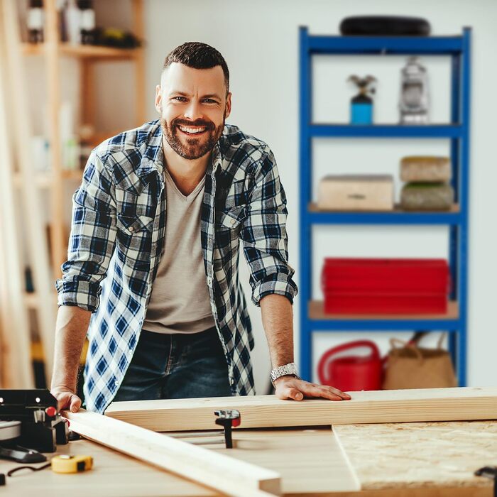 Надміцний стелаж Relaxdays, висота та ширина 180x70x45 см, 500 кг, сталь та МДФ, 5 полиць, модульна полиця для зберігання, підвал, гараж, синій