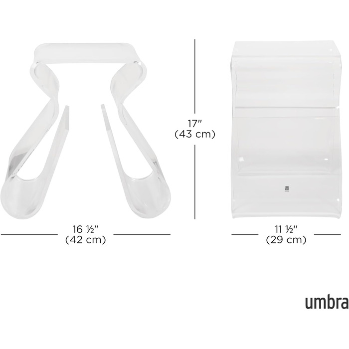 Акриловий журнальний столик Umbra Magino сучасний стілець із місцем для зберігання та полицею для журналів, прозорий універсальний журнальний столик для вітальні, спальні та офісу