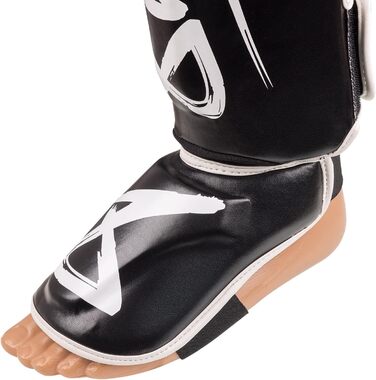 ВИРОБІВ ЗБРОЇ Щитки для гомілок Unlimited 2.0, чорно-білі, для тренувань та змагань, високоякісна синтетична шкіра та ідеальна амортизація, муай-тай, K1, MMA, карате та кікбоксинг, 8