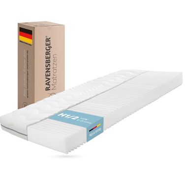 Дитячий та підлітковий матрац RAVENSBERGER Softwelle - Рівень жорсткості H1/H2, м&39який - 90 x 200 см, Висота 16 см - 7-зонний матрац з холодної піни з функціональним чохлом RAVOTEX, гіпоалергенний, рівень жорсткості H1/H2 Від 15 кг, 90 x 200 см