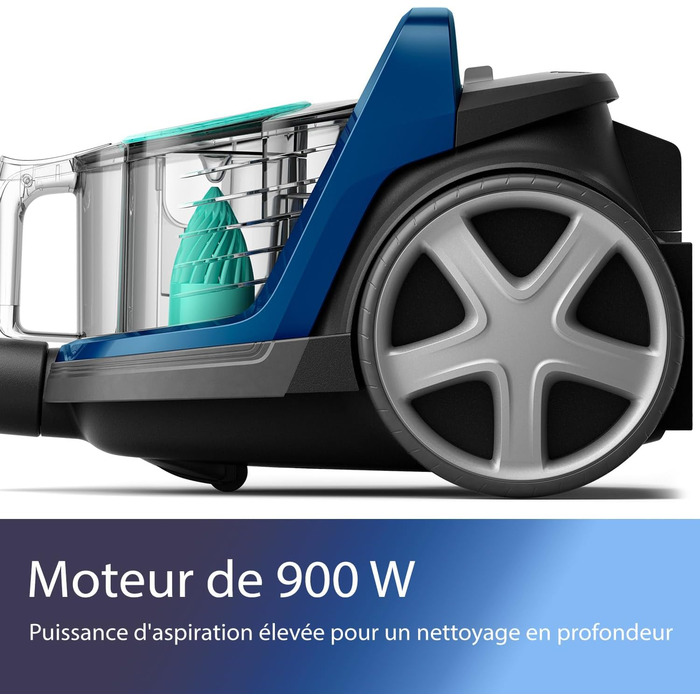 Пилосос без мішка PHILIPS серії 5000 - компактний, потужність всмоктування 900 Вт, PowerCyclone 7, світлодіодна насадка TriActive,