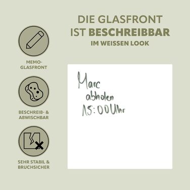 Скринька для ключів Bremermann XL зі скляною передньою частиною, з можливістю запису, 13 гачків, 6 магнітів, 1 маркер, 1 тримач для маркера, металевий корпус, порошкове покриття сірого (білого) кольору