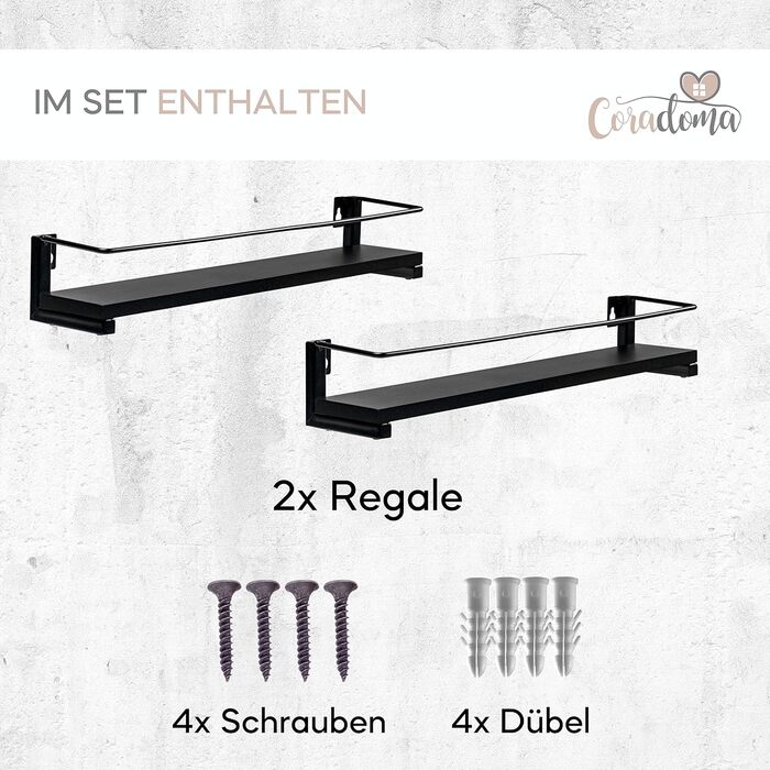 Чорна підставка для спецій, набір з 2 шт. , для банок для спецій Кухонний органайзер для зберігання спецій, 40x9 см Кухонна полиця, підставка для спецій Підвісна полиця, підставка для кухонних спецій, кухонна шафа