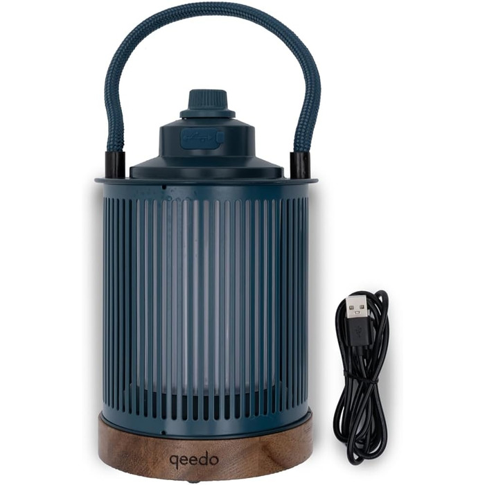 Світлодіодний кемпінговий світильник qeedo Lucia, акумуляторний (USB, батарейка типу АА або акумуляторна батарея), плавне затемнення, настільний світильник для кемпінгу на відкритому повітрі, темно-синій