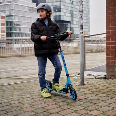 Самокат HUDORA Scooter Up 200 безшумний алюмінієвий самокат до 100 кг, складаний, з регулюванням висоти, для дітей, підлітків та дорослих, чорний/синій
