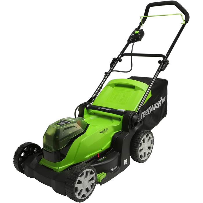 Акумуляторна газонокосарка Greenworks G24X2LM41 для площі до 440 м, ширина зрізу 41 см, мішок на 50 л БЕЗ 2 акумуляторів 24 В (еквівалент 48 В) та зарядного пристрою, 3-річна гарантія без акумулятора