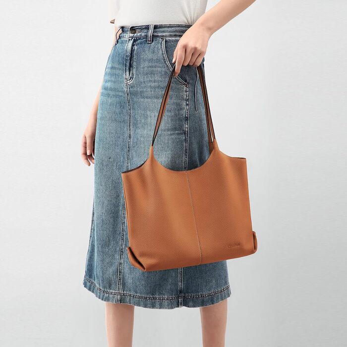 Жіноча сумка для шопінгу зі шкіри Сумка велика жіноча сумка через плече для офісу школи шопінгу коричнева-0084l 39cmX12cmX28.5cm