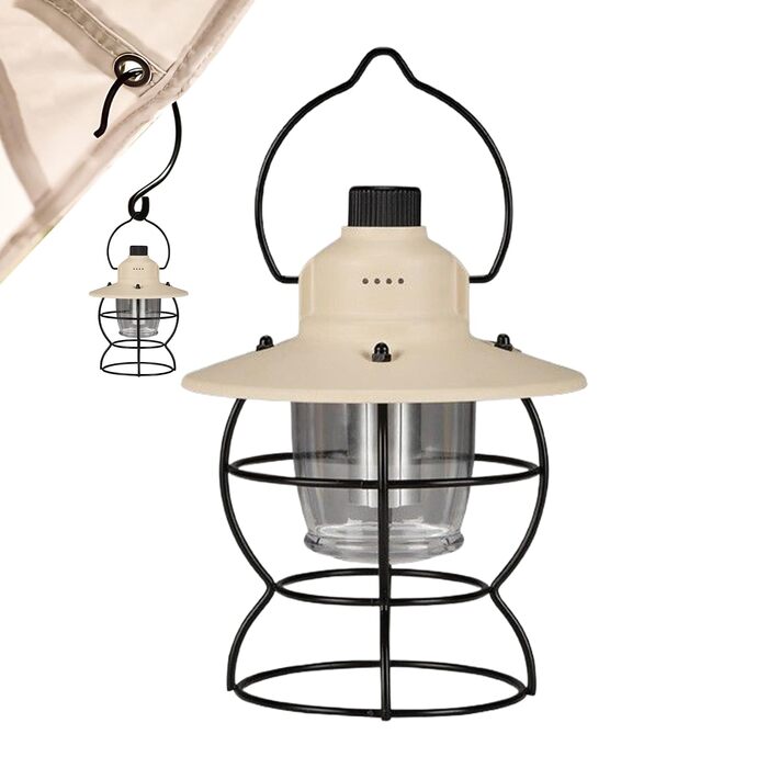 Світлодіодний кемпінговий ліхтар, 3 режими, вінтажний, яскравий ліхтар для коней з міцною конструкцією, аксесуар для активного відпочинку з енергоефективним дизайном, кемпінгове спорядження, ліхтарі для альпінізму, риболовлі, кремового кольору