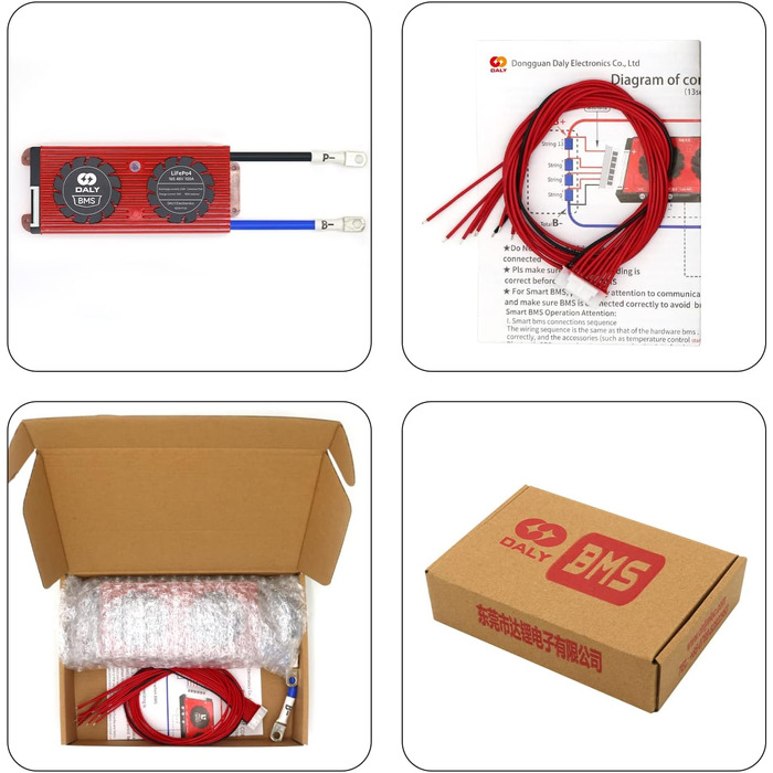 Система керування літій-іонним акумулятором DALY BMS 14S 48V 15A, плата захисту акумуляторного блоку зі загальним портом та балансувальними проводами для домашнього використання, електронних пристроїв з акумулятором 18650, саморобними роботами