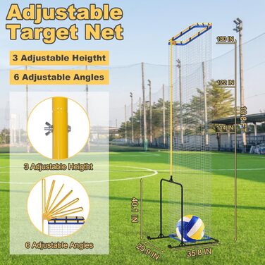 Тренажер-сітка для волейбольних зв'язуючих (Пасуючих), Регульована висота та кут, Портативний, для тренувань у приміщенні та на вулиці