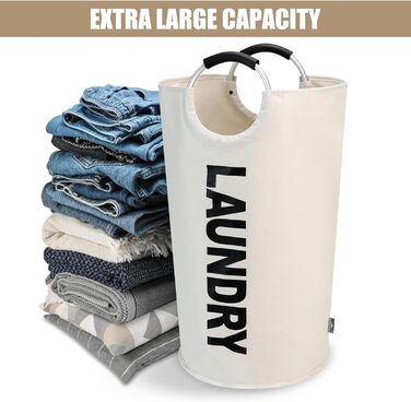 Великі складні кошики для білизни, розбірні мішки для білизни, сумка для одягу (бежевий, L) ONE-WAY Beige 90L, 90L