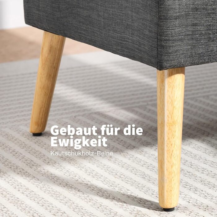 Місний диван HOMCOM з лляним виглядом, спинка з м&39якою оббивкою, невеликий сучасний м&39який диван, 118 см, м&39який двоспальний диван з дерев&39яними ніжками для віталень, невеликі приміщення, темно-сірий, 2-